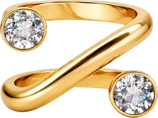 IOAKU   Ring Linear Crystal Luxe Ring 7 Gold   Gull
