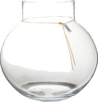 Rund glassvase med lærbånd – 29 cm