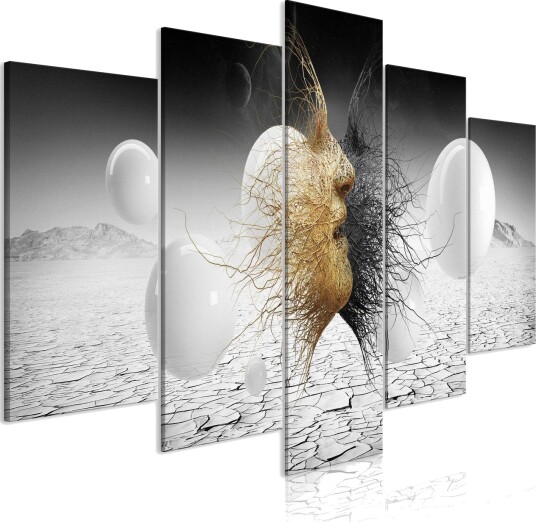 Bilde Woven Faces 5 Parts Wide Golden 200x100 Artgeist sp. z o. o.