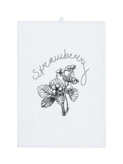Svanefors Strawberry kjøkkenhåndkle Svart/hvit 47 x 70 cm Hvit