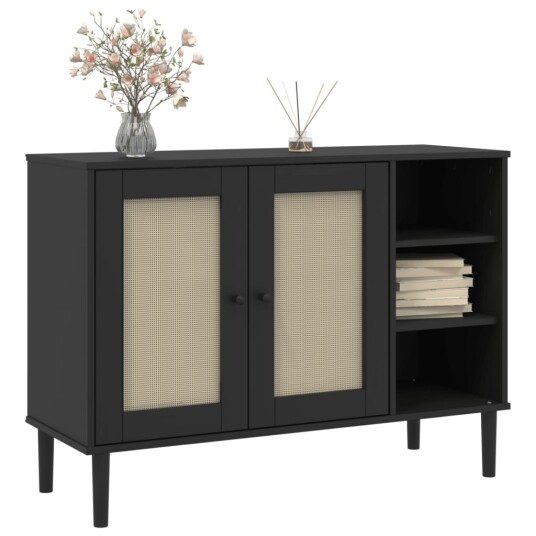 vidaXL Skjenk SENJA rotting utseende svart 112x40x80 cm heltre furu