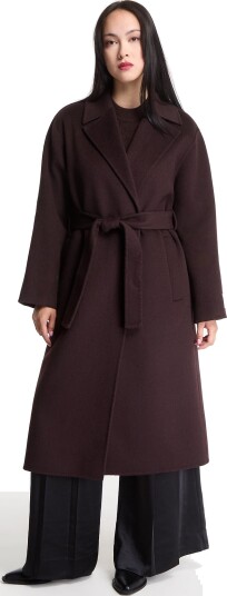 Frakk Calvin Klein Classic Df Wool Wrap Coat Dark Brown S