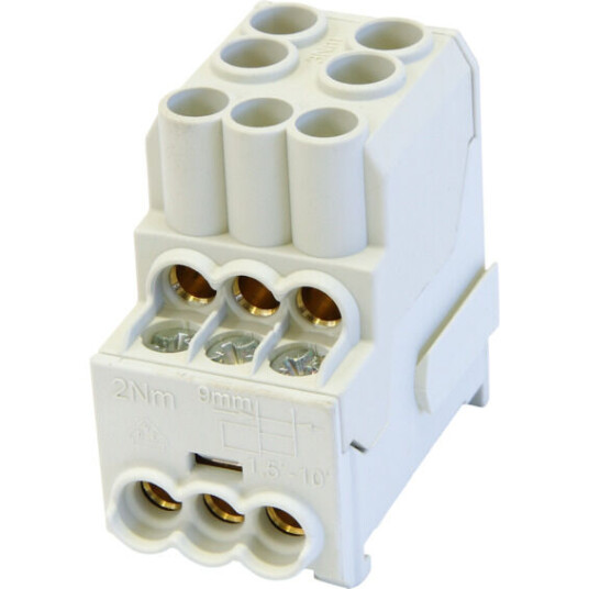 Cenika Dist Blokk Al/Cu 100 A  2x (2,5-25mm2)/ 6 x (1,5-10mm2) Grå - 1200549