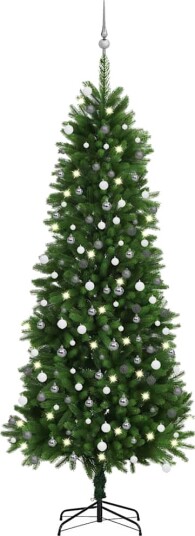 vidaXL Kunstig juletre med LED og kulesett 240 cm grønn