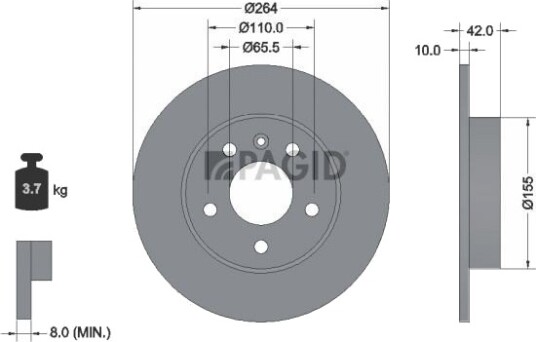 Bremseskive PAGID 52433NC