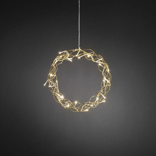 Julekrans 30 cm varmhvit LED   Sølv   Messing