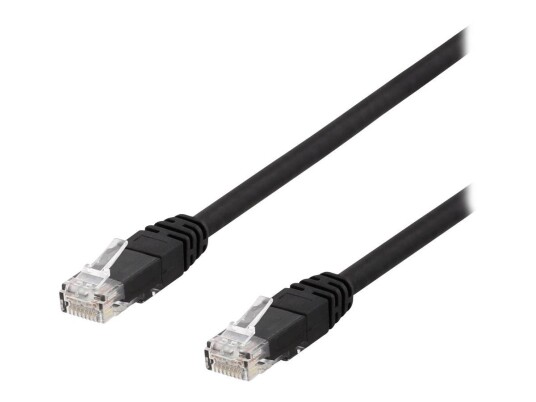 Deltaco 3m Cat6a U/UTP Koblingskabel RJ-45 Svart