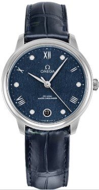 Omega Dameklokke 434.13.34.20.53.002 De Ville Prestige Blå/Lær Ø34