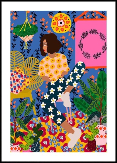 Floral Retreat Girl Plakat / 40x50cm