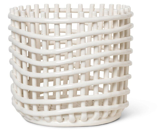 ferm LIVING Ceramic flettet kurv Ø23,5 cm Off white
