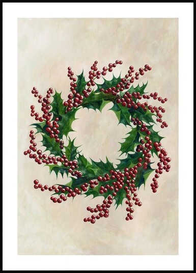 Holly wreath Poster Plakat / 50x70cm