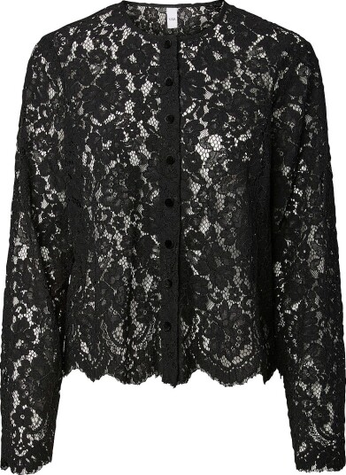 YAS   Bluse Yasnorma Ls Short Lace Shirt S.   Svart