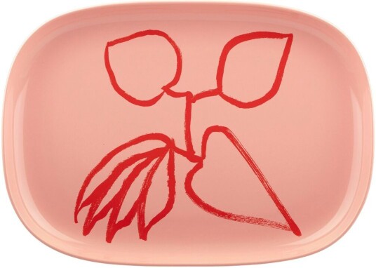 Marimekko Ukonhattu serveringsfat 23x32 cm Salmon red tomato red