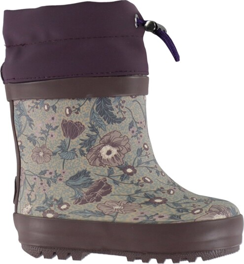 Wheat Termostøvler - Soft Sand Blomster - Wheat - 22 - Gummistøvler Beige Brun Lilla