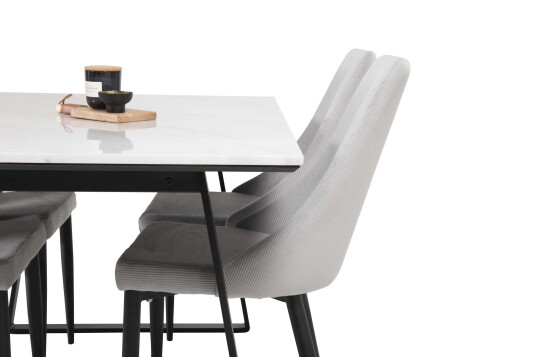 Venture Design Estelle & Leone spisegruppe Hvit/grå 4 st stoler & bord 140 x 90 cm