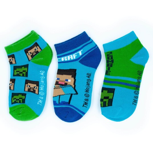 Minecraft Sokker 3-pk - 23/26 - Barn - Gutt/Jente - 70% bomull/27% polyester/3% elastan