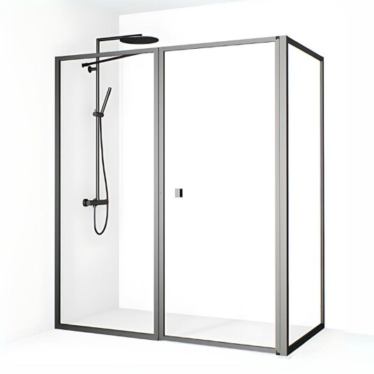 Macro Design Empire Dusjhjørne L Klart Glass Gunmetal / 76x75+78cm