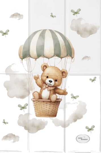 Mini Dreams Bear Balloon Portabel Stellematte, Grønn