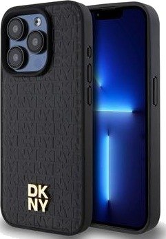iPhone 15 Pro Max DKNY Repeat Pattern Stack Logo Deksel - MagSafe-kompatibel - Svart