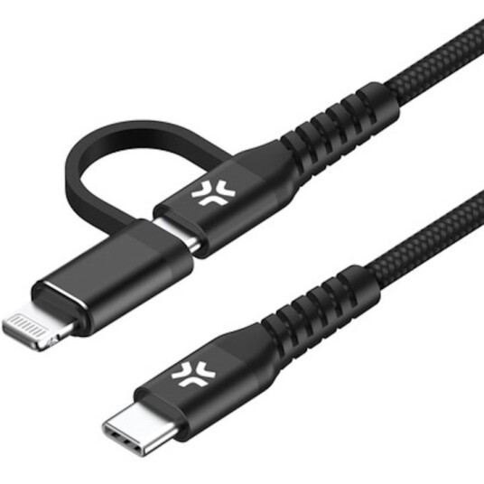 Celly 2-i-1 USB-C og Lightning kabel 100W 2m Svart