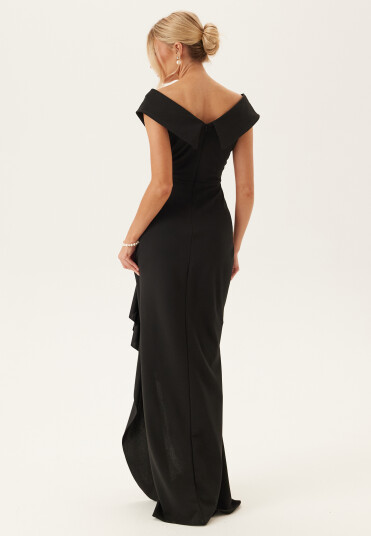 Goddiva Bardot Frill Maxi Dress Goddiva Bardot Frill Maxi Dress