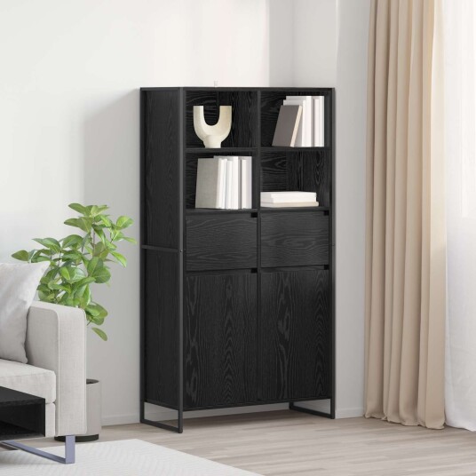  Serviesskap 2 pcs Svart Eik 81 x 36 x 150.5 cm Konstruert tre