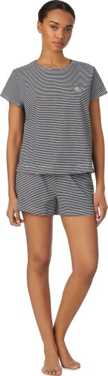 Lauren Ralph Lauren Homewear Lrl S/S Crew Nk Boxer Pj Set Navy S