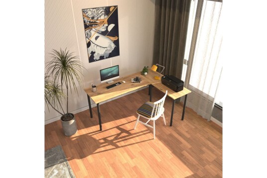 Viva Skrivebord 120x150 cm Sort/Natur
