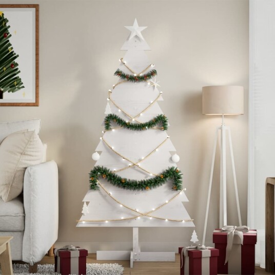 Vidaxl Juletre av tre til pynt hvit 150 cm heltre furu Vidaxl Juletre av tre til pynt hvit 150 cm heltre furu