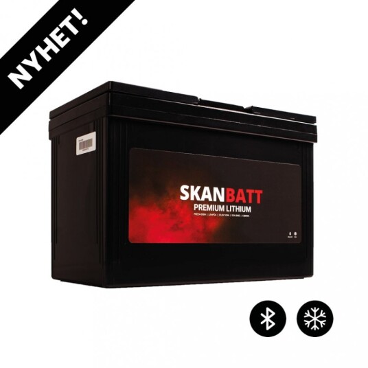 SKANBATT Premium Lithium 24V 50Ah 50A BMS 307x172x215mm Bluetooth Heat 8 Års garanti