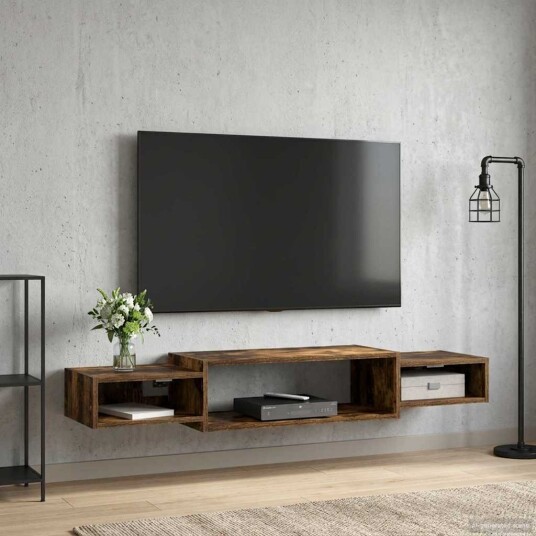 vidaXL Vegghengt TV-skap Veggmontert Røkt Eik 140 x 28 x 21 cm