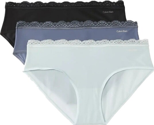 Calvin Klein Hipster 3Pk BLACK GRISAILLE PALE MEADOW XS