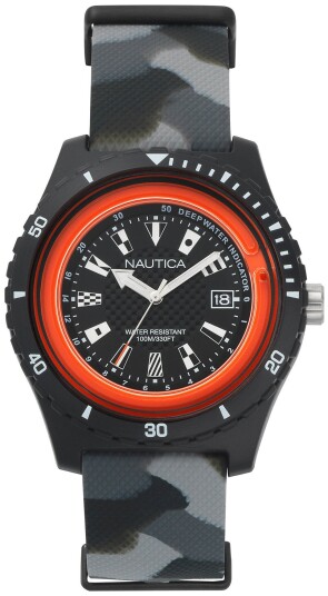 Nautica Herreklokke NAPSRF005 Sort/Gummi Ø46 mm