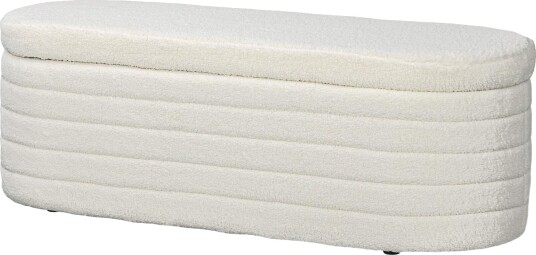 Kremhvit sengebenk med oppbevaring og teddy fleece Kremhvit sengebenk med oppbevaring og teddy fleece