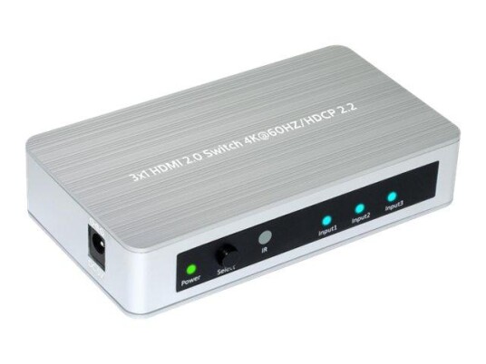 MicroConnect HDMI2.0 3X1 Amplifier Switcher - video/audio switch - 3 porter MicroConnect HDMI2.0 3X1 Amplifier Switcher - video/audio switch - 3 porter
