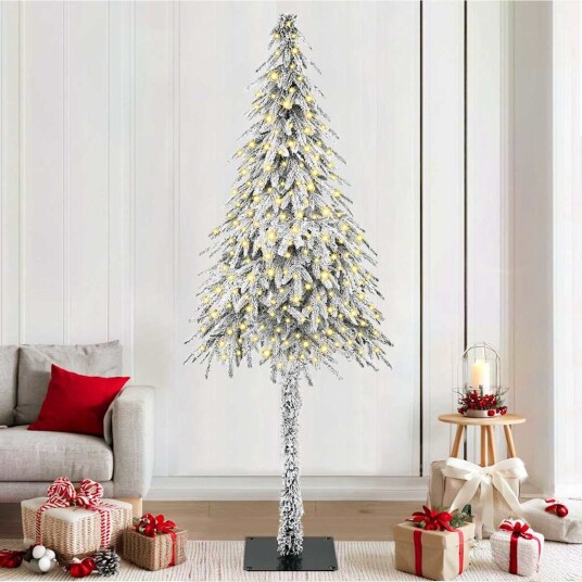  Juletre med 300 LED med stativ Hvit 210 cm PE og stål
