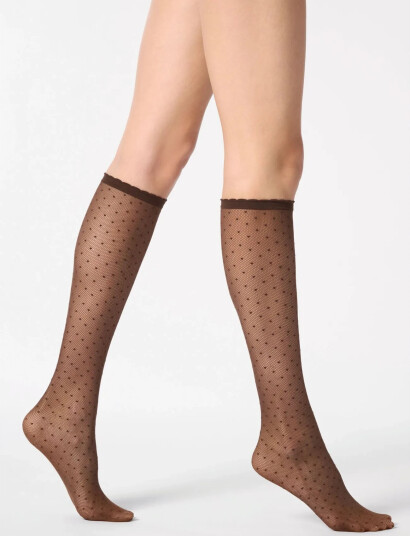 Oroblu Oroblu Plumetis Knee High Brown ONE SIZE