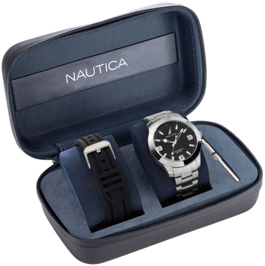 Nautica Herreklokke NAPPBF205 Pacific Beach Sort/Stål Ø41.5 mm