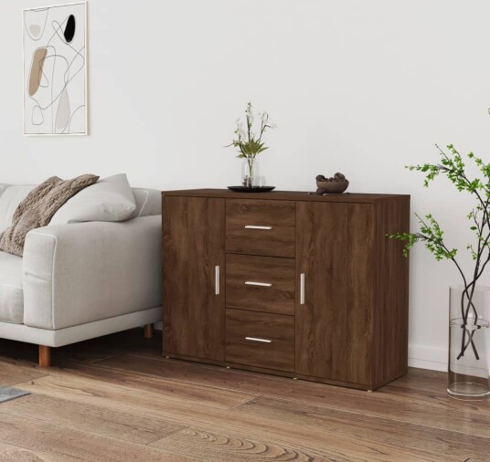 vidaXL Skjenk brun eik 91x29,5x65 cm konstruert tre