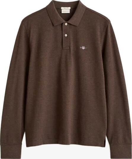 Gant Long Sleeve Polo Shirt BLACK BROWN MELANGE XXL Gant Long Sleeve Polo Shirt BLACK BROWN MELANGE XXL