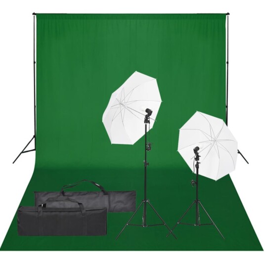 vidaXL Fotostudiosett med lyssett og bakgrunn vidaXL Fotostudiosett med lyssett og bakgrunn