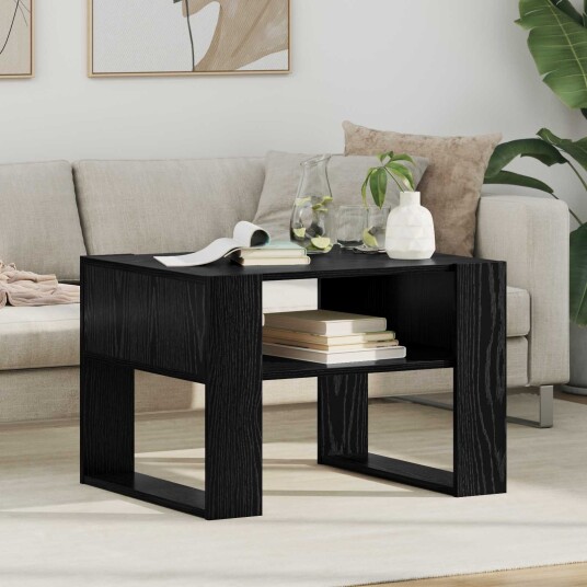 Kaffebord med lagring Svart Eik 66 x 53 x 45 cm Konstruert tre