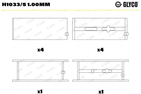 Veivaksellager GLYCO H1033/5 1.00mm