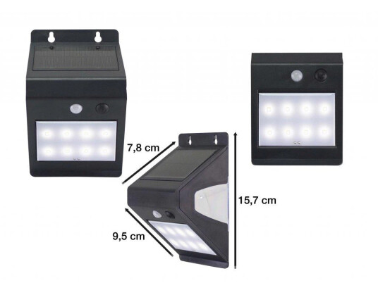 Beper solcelle vegglampe med sensor ??? IP65 dobbeltsidig lys sort Beper solcelle vegglampe med sensor ??? IP65 dobbeltsidig lys sort
