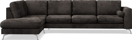 Ocean Lyx 4 seters Venstrevendt L formet Sjeselongsofa i Fløyel Mørk grå Ocean Lyx 4 seters Venstrevendt L formet Sjeselongsofa i Fløyel Mørk grå