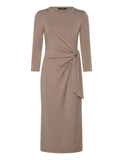 Lauren Ralph Lauren Tie-Front Stretch Jersey Midi Dress - Beige - XL