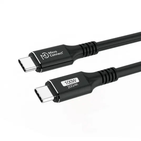 MicroConnect USB-C 2m Kabel 100W 20Gbps - Svart