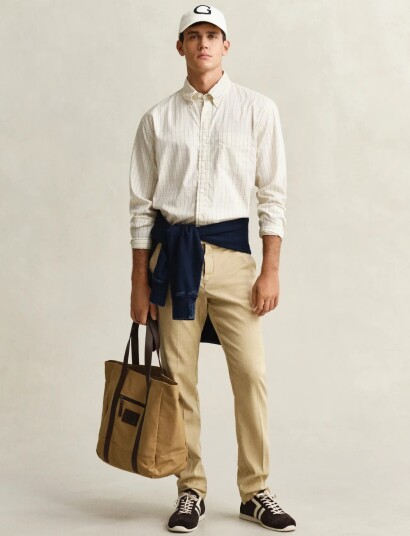 GANT Slim Cotton / Linen Chinos   Beige   29 x 32