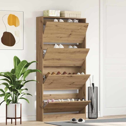 Sko skap Flott eik Konstruert tre 80 x 21 x 163.5 cm Holdbar
