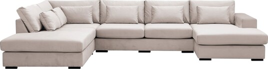 Grande 5 seters U Sofa med Divan Høyre   Beige Fløyel